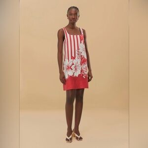 Farm Rio Red Floral Chain Stripes Mini Dress